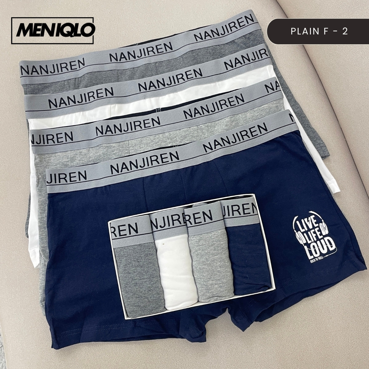 MENIQLO BOXER MEN [PLAIN  A - K] BREATHABLE SOFT COTTON SAIZ M - 6XL- MAU001