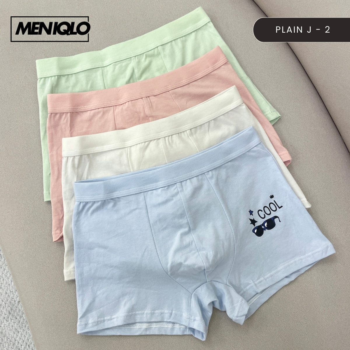 MENIQLO BOXER MEN [PLAIN  A - K] BREATHABLE SOFT COTTON SAIZ M - 6XL- MAU001