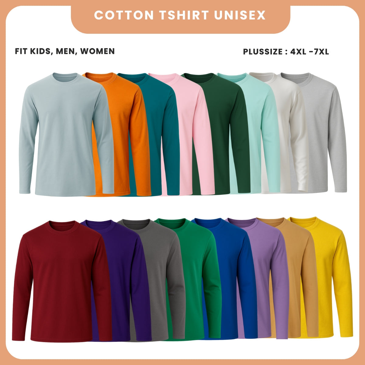 ZUCCA COTTON TSHIRT UNISEX FIT KIDS, MEN, WOMEN-MC1001 (PLUS SIZE)