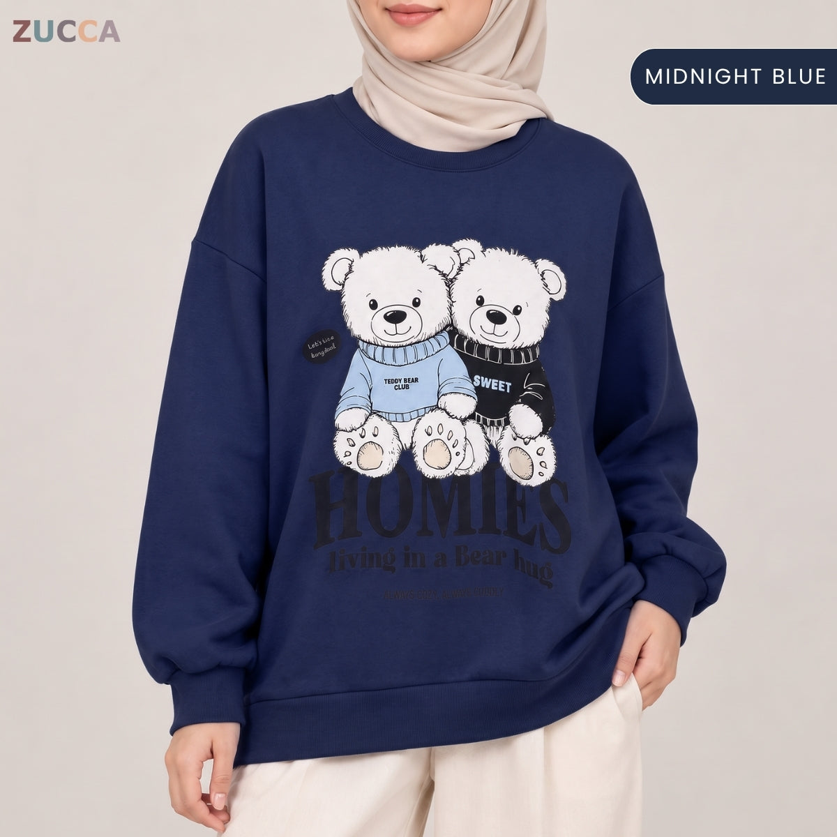 ZUCCA BALQIS TEDDY BEAR GRAPHIC SWEATSHIRT LONG SLEEVE-MA287