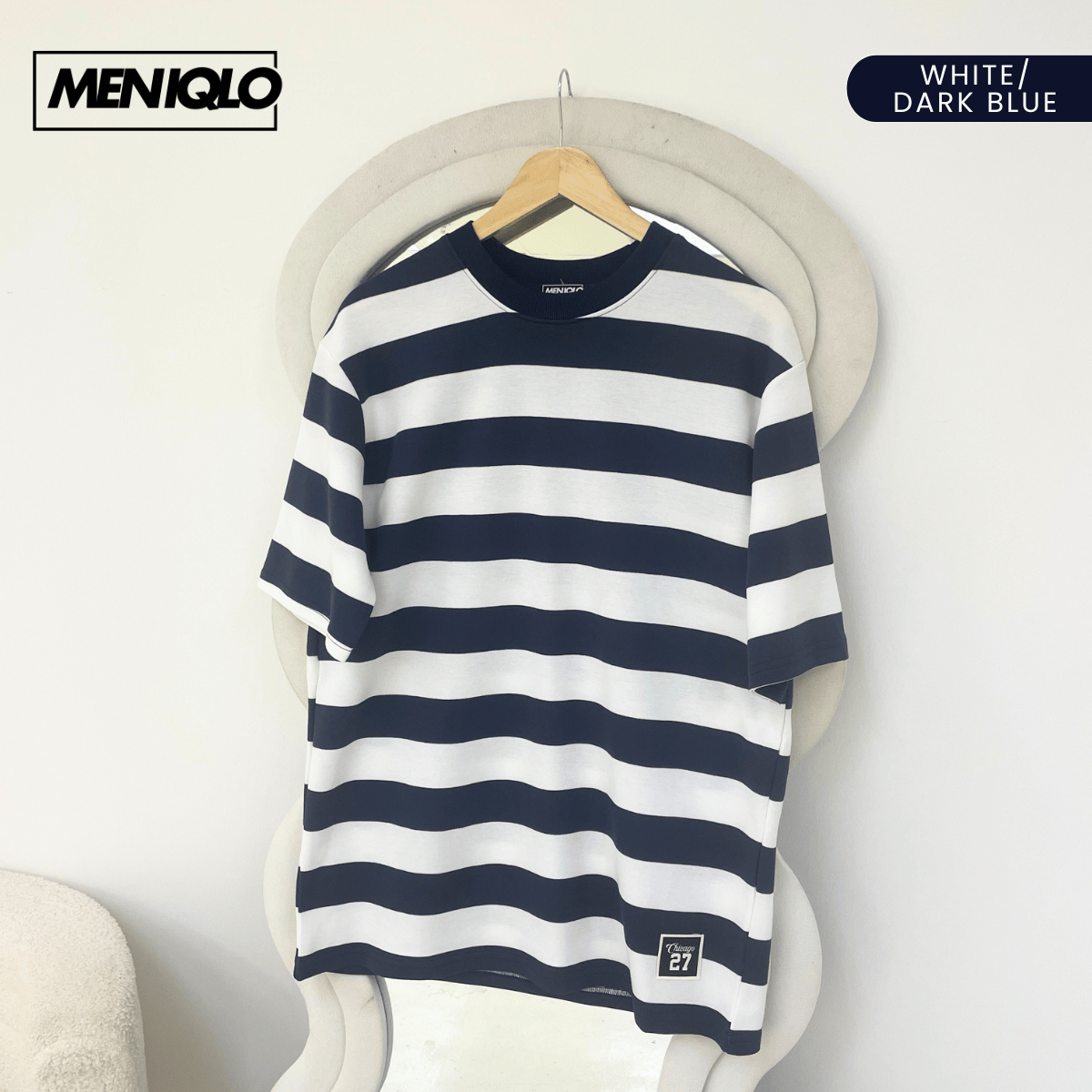 MENIQLO MARTIN OVERSIZED SHIRT STRIPE SHORT SLEEVE-MQ1004