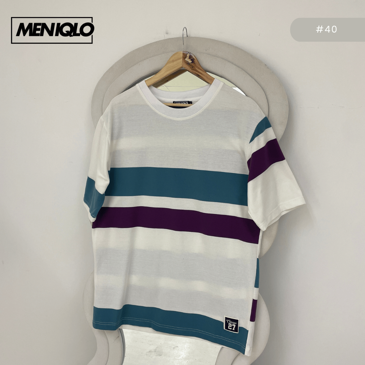 MENIQLO MARTIN OVERSIZED SHIRT STRIPE SHORT SLEEVE-MQ1004