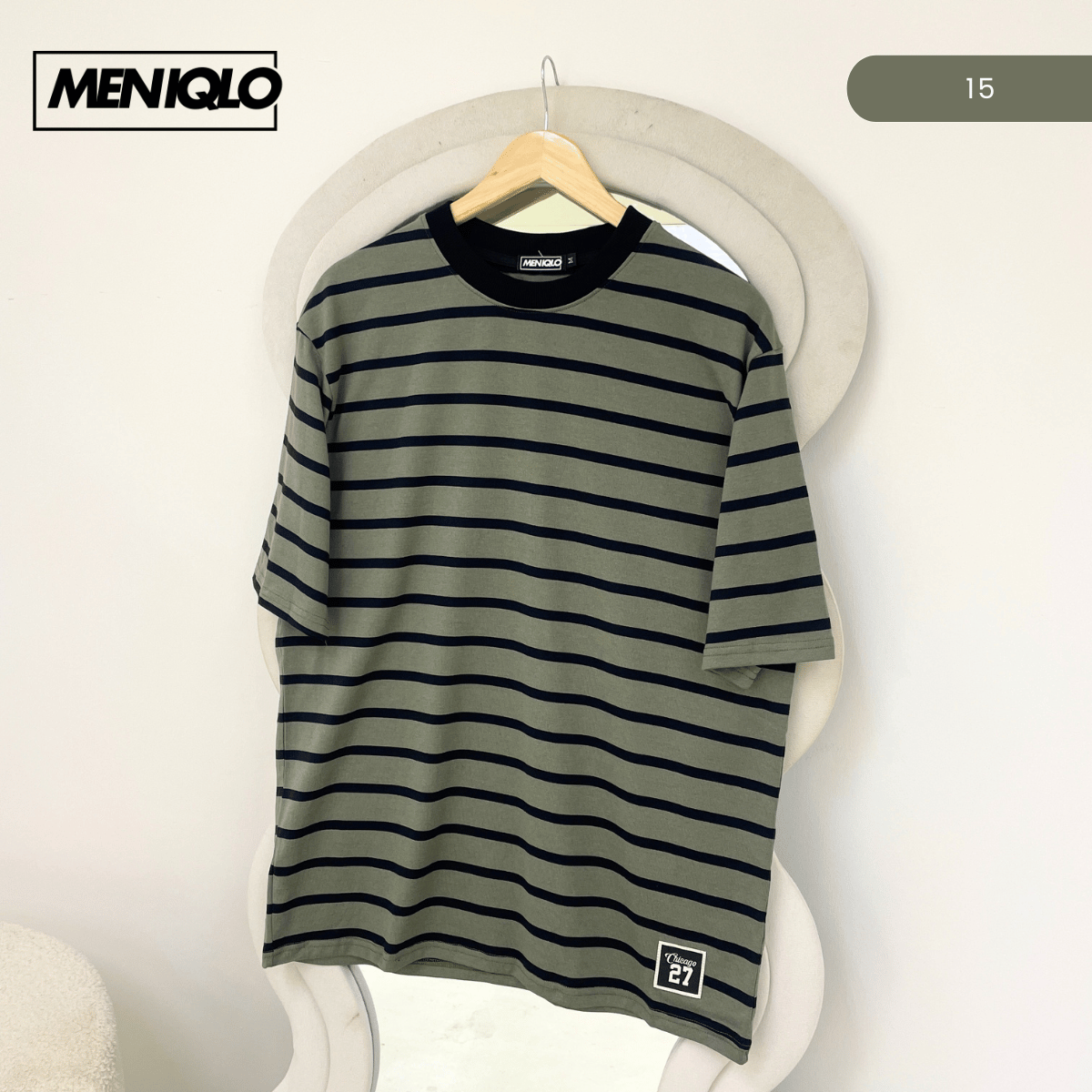 MENIQLO MARTIN OVERSIZED SHIRT STRIPE SHORT SLEEVE-MQ1004