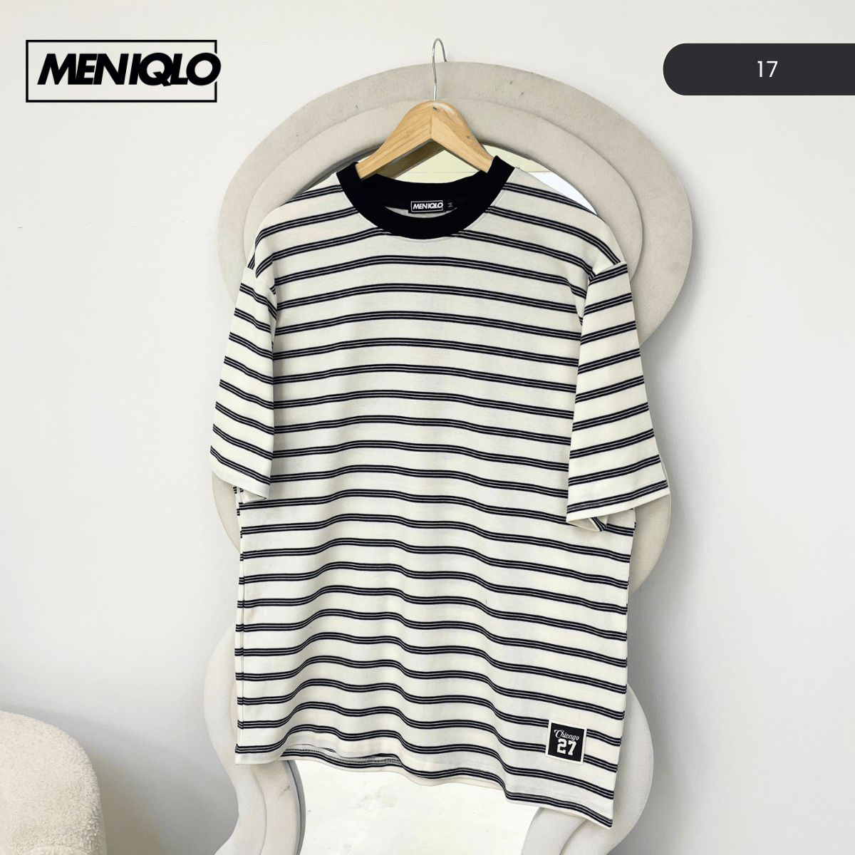 MENIQLO MARTIN OVERSIZED SHIRT STRIPE SHORT SLEEVE-MQ1004