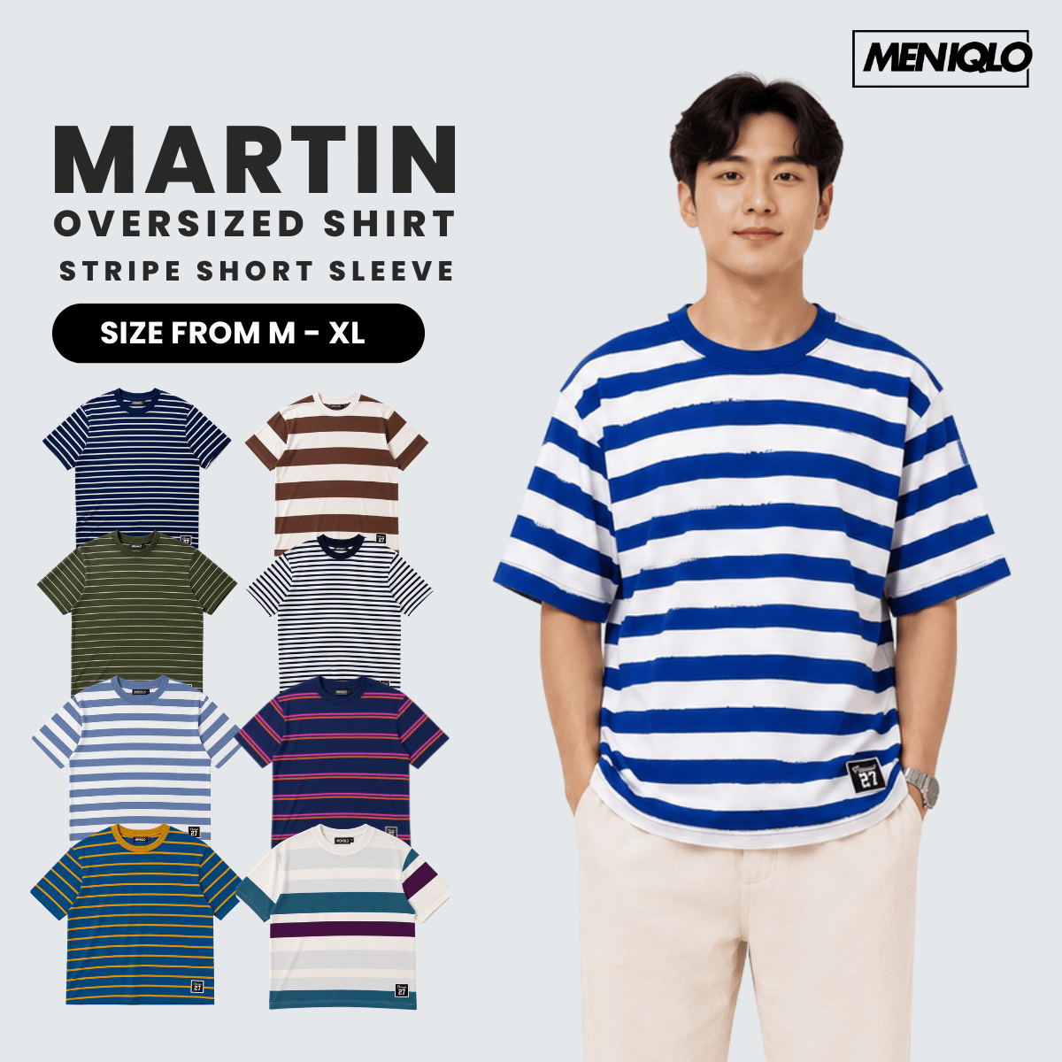 MENIQLO MARTIN OVERSIZED SHIRT STRIPE SHORT SLEEVE-MQ1004
