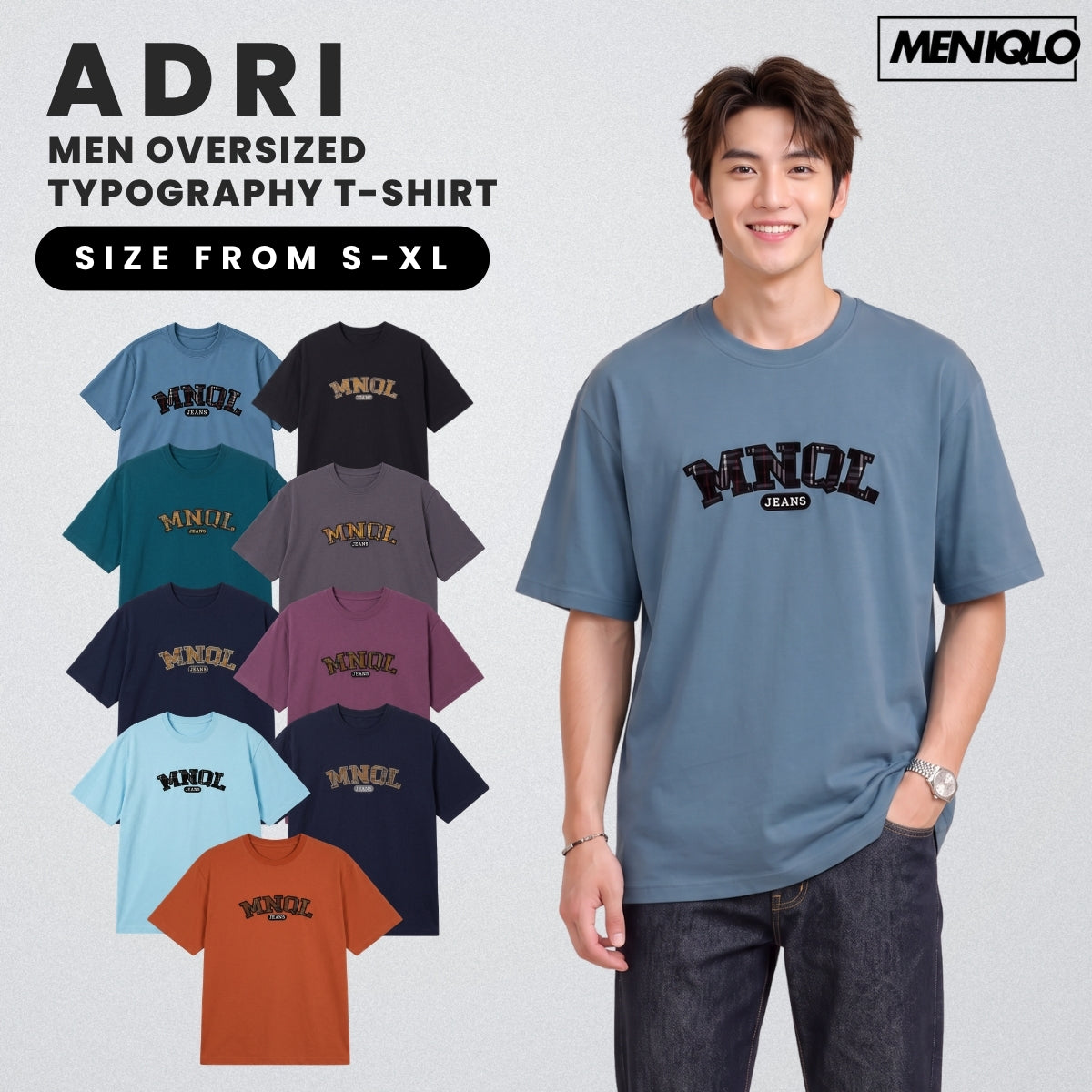 MENIQLO ADRI MEN OVERSIZED TYPOGRAPHY T-SHIRT-MQ1005