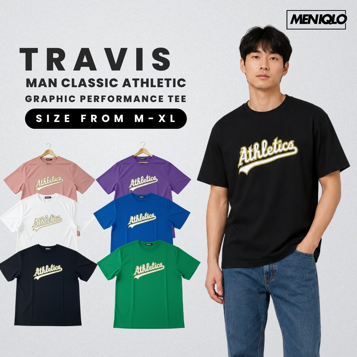 MENIQLO TRAVIS MAN CLASSIC ATHLETICS GRAPHIC PERFORMANCE TEE - MQ1005