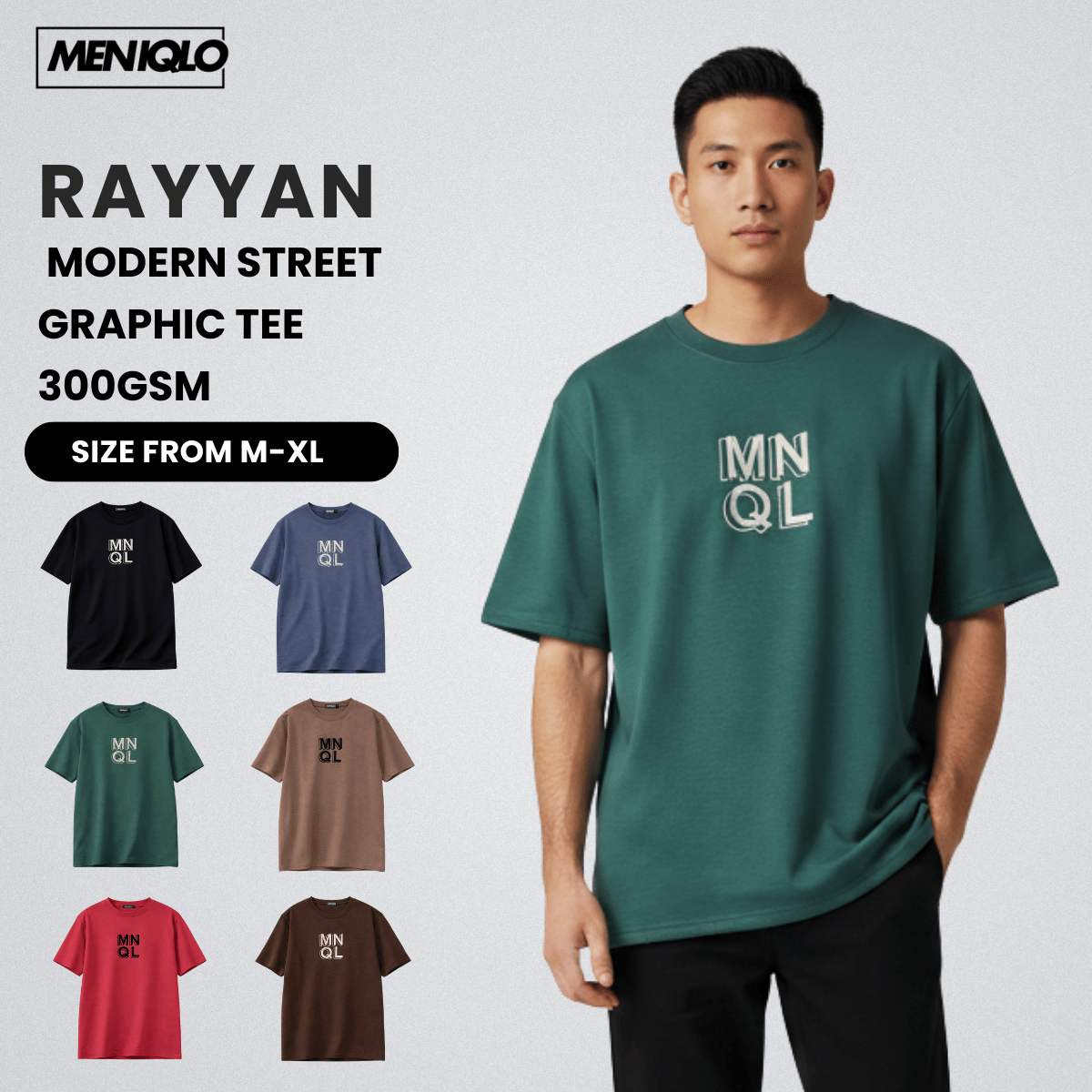 MENIQLO RAYYAN MODERN STREET GRAPHIC TEE 300 GSM - MQ1006