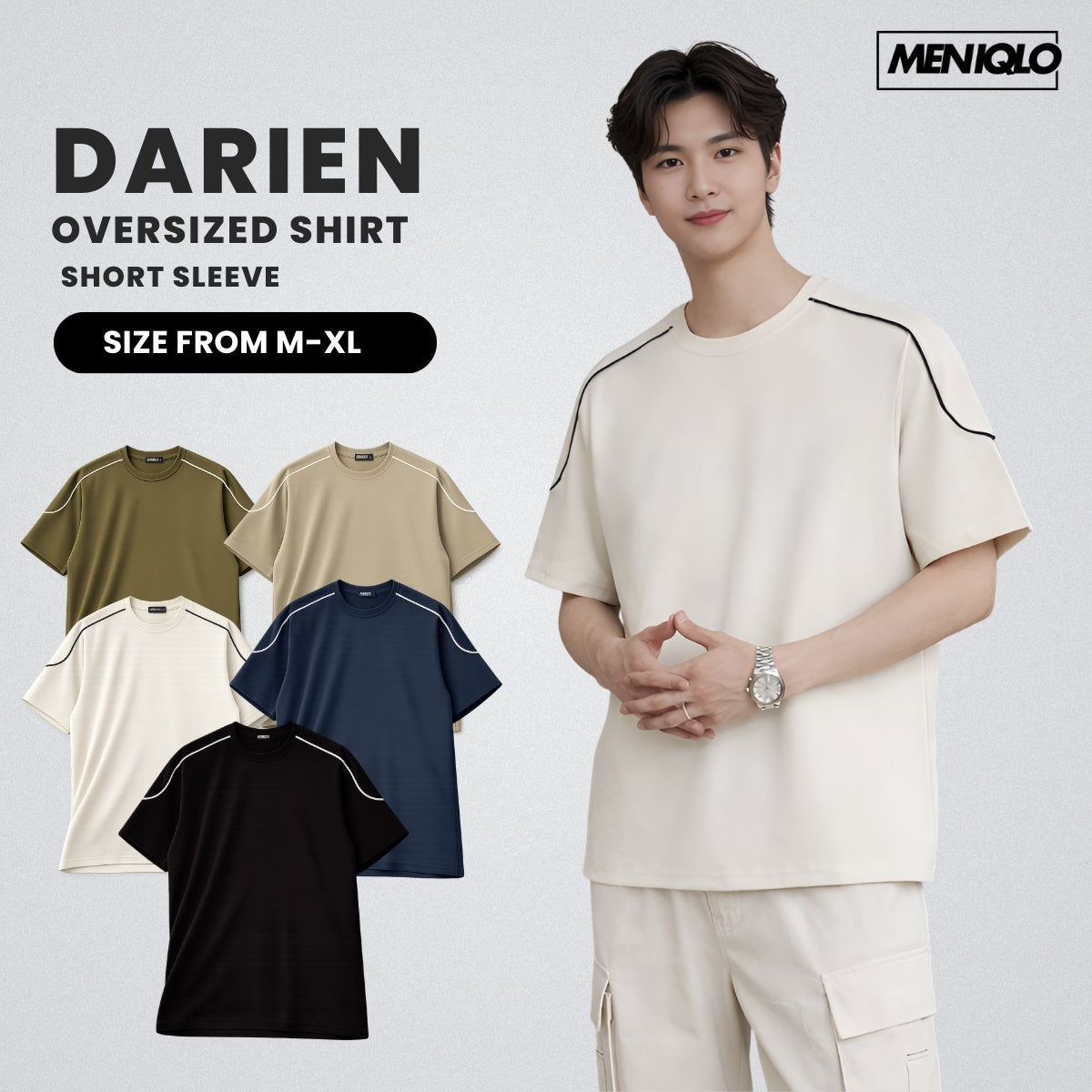 MENIQLO DARIEN MEN OVERSIZED SHIRT SHORT SLEEVE - MQ1007