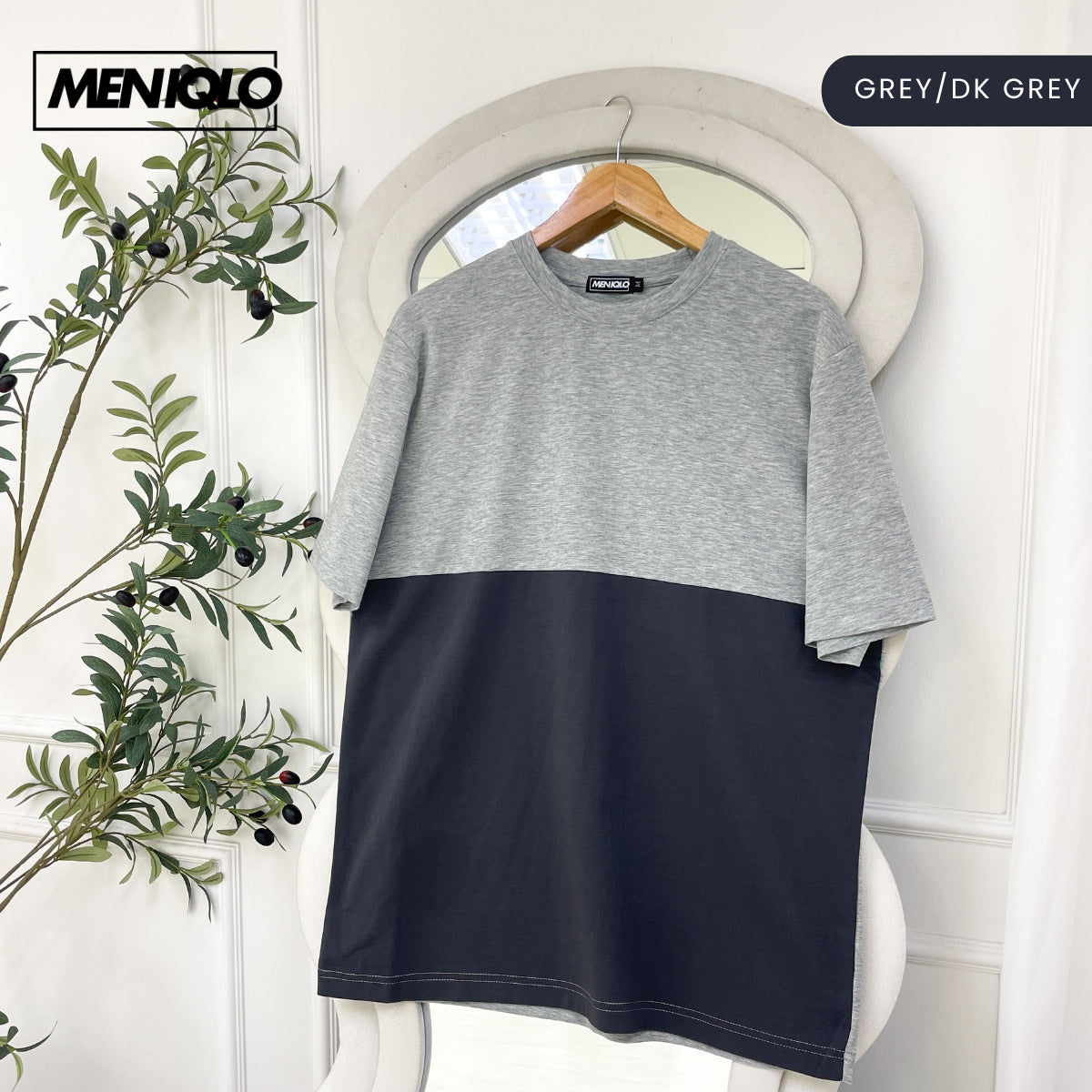 MENIQLO IRFAN OVERSIZED TWO-TONED COLOUR SHIRT - MQ1008