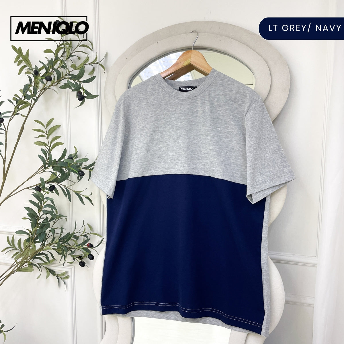 MENIQLO IRFAN OVERSIZED TWO-TONED COLOUR SHIRT - MQ1008