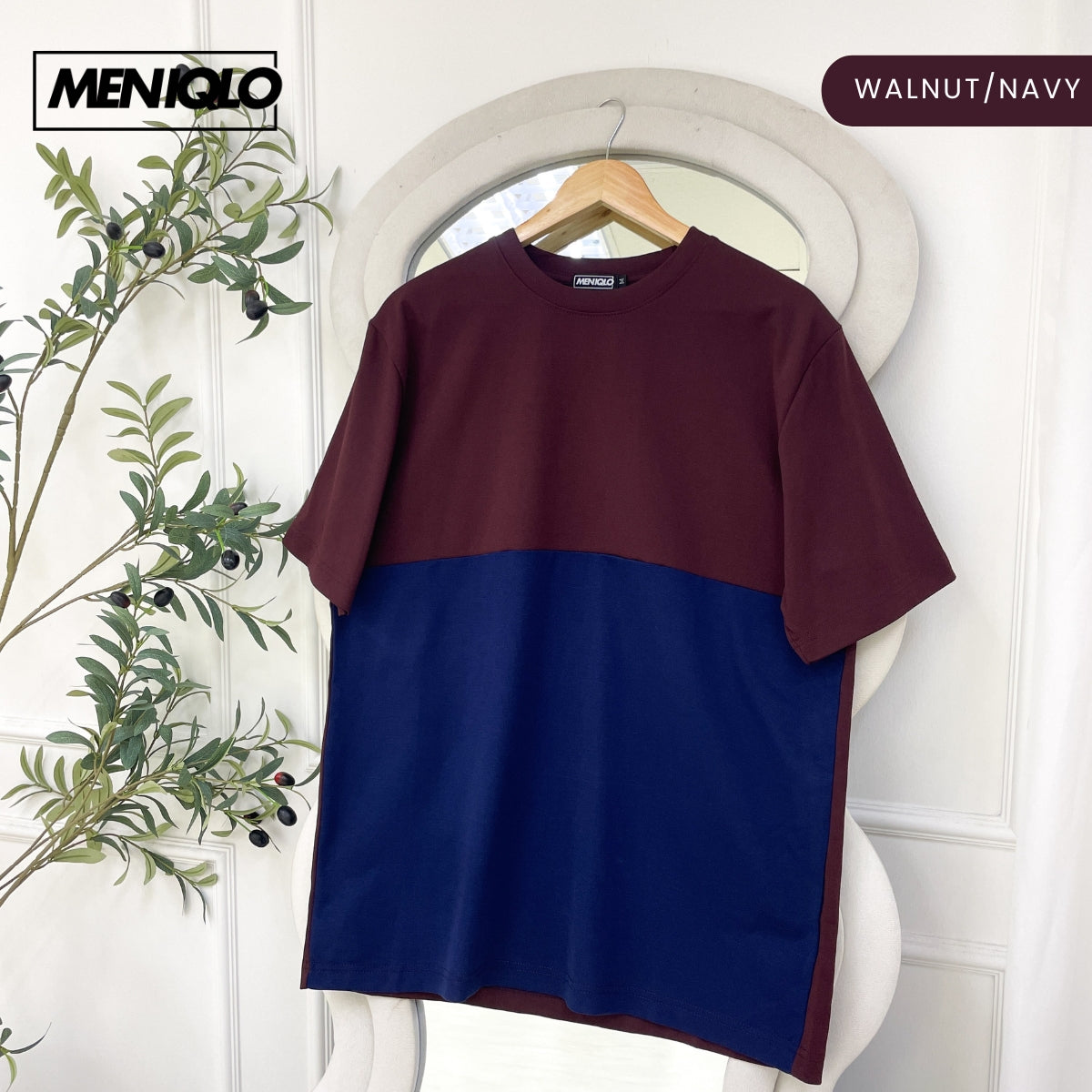 MENIQLO IRFAN OVERSIZED TWO-TONED COLOUR SHIRT - MQ1008