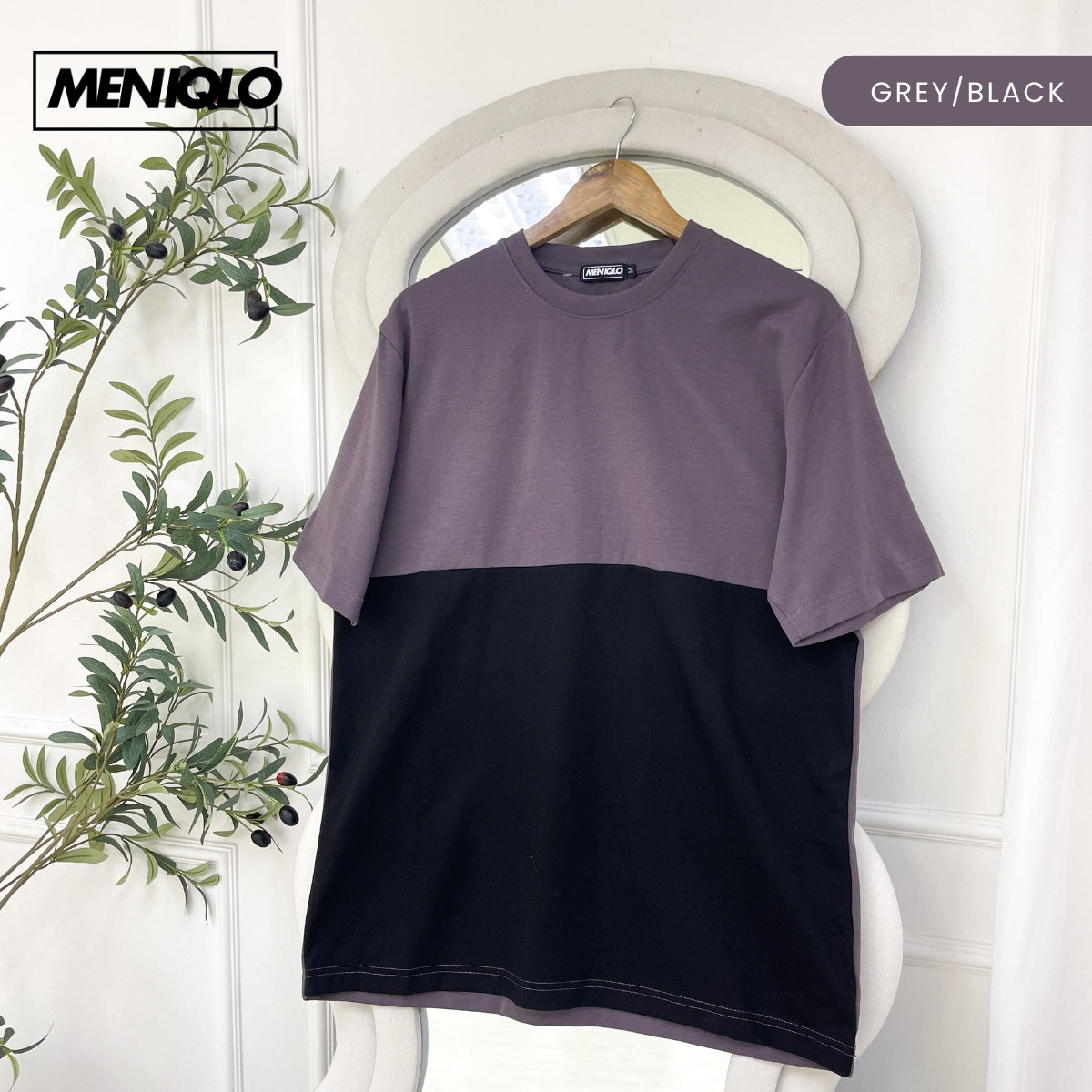 MENIQLO IRFAN OVERSIZED TWO-TONED COLOUR SHIRT - MQ1008