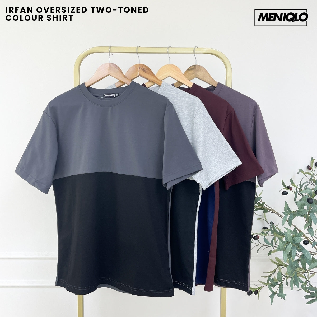 MENIQLO IRFAN OVERSIZED TWO-TONED COLOUR SHIRT - MQ1008