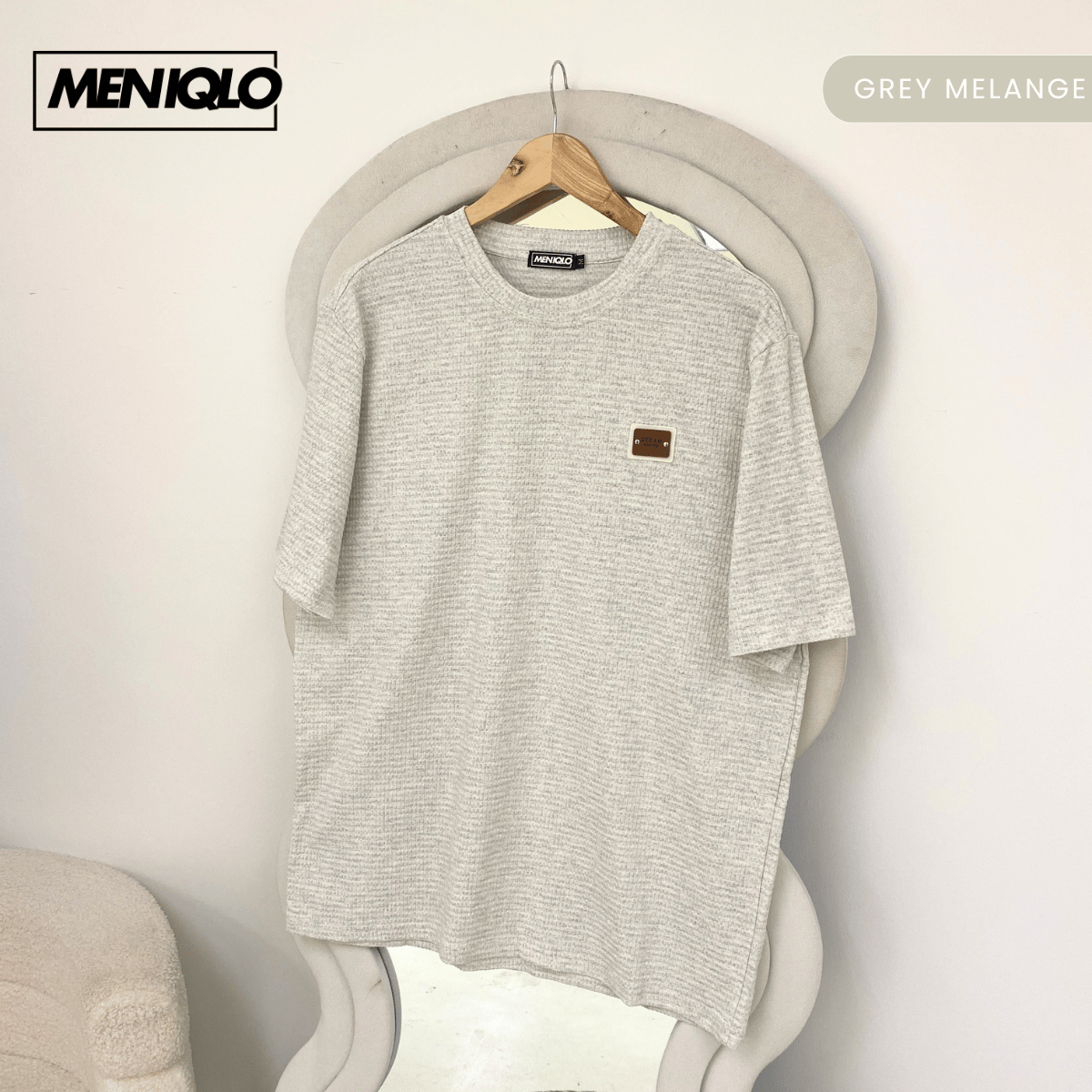 MENIQLO HAKIM OVERSIZED SHIRT TEXTURED PATCH TEE(220GSM)-MQ1010