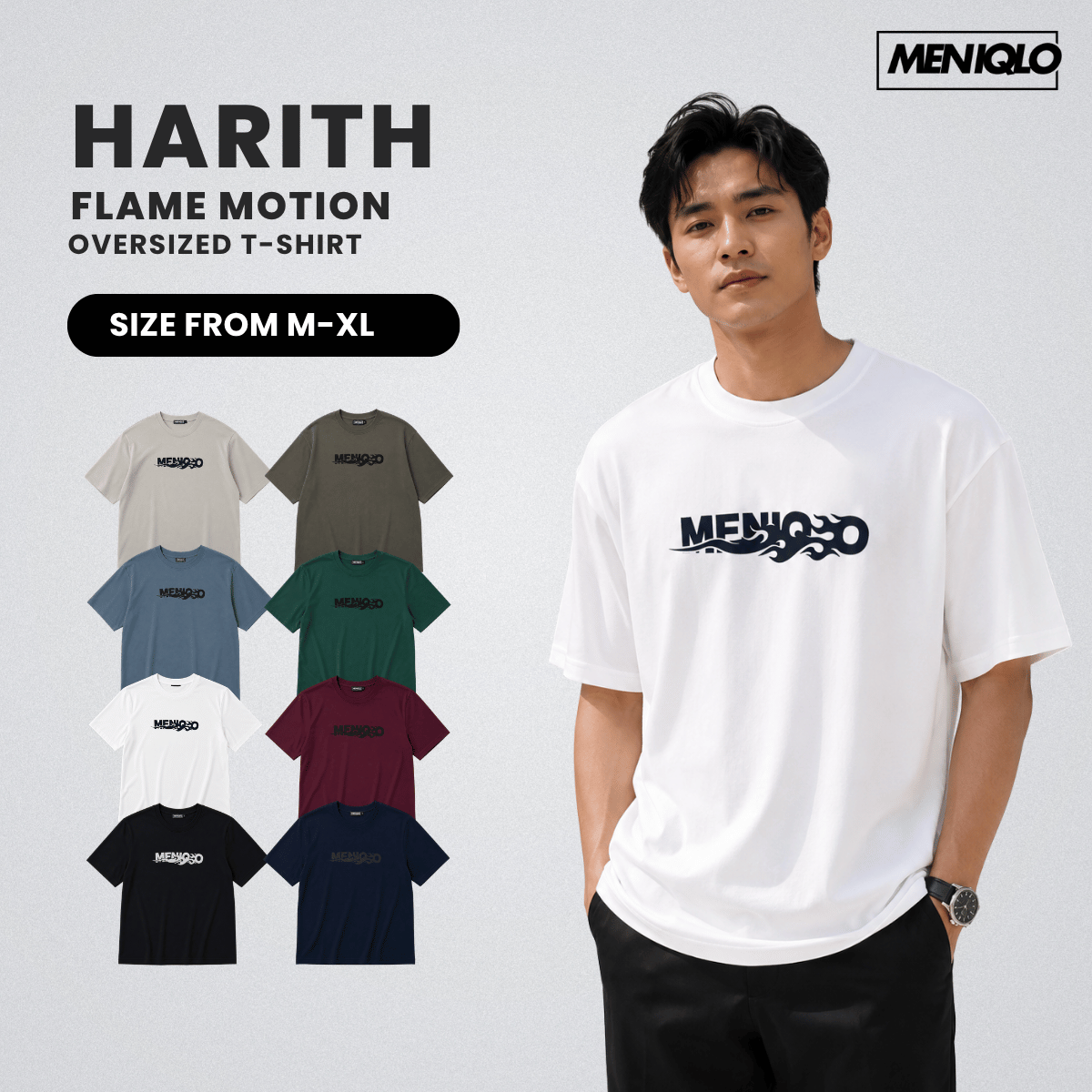 MENIQLO HARITH FLAME MOTION OVERSIZED T-SHIRT - MQ1012
