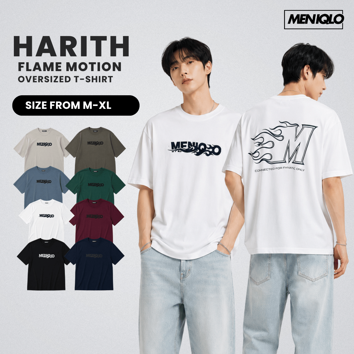 MENIQLO HARITH FLAME MOTION OVERSIZED T-SHIRT - MQ1012