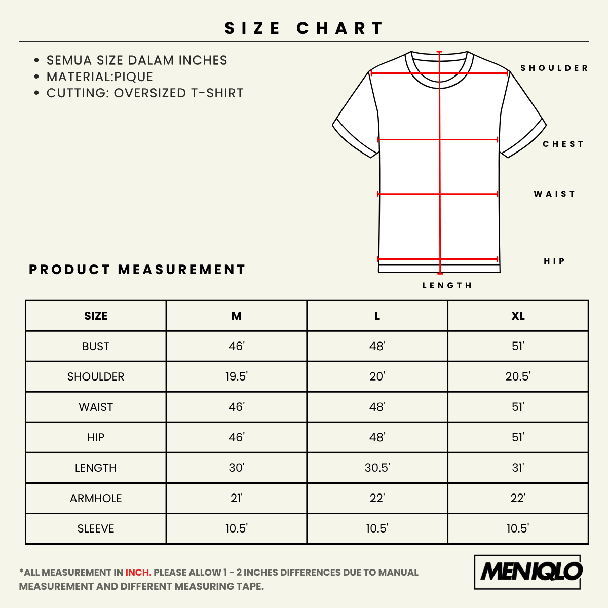 MENIQLO FARHAN CASUAL EMBOSSED OVERSIZED TEE-MQ1013