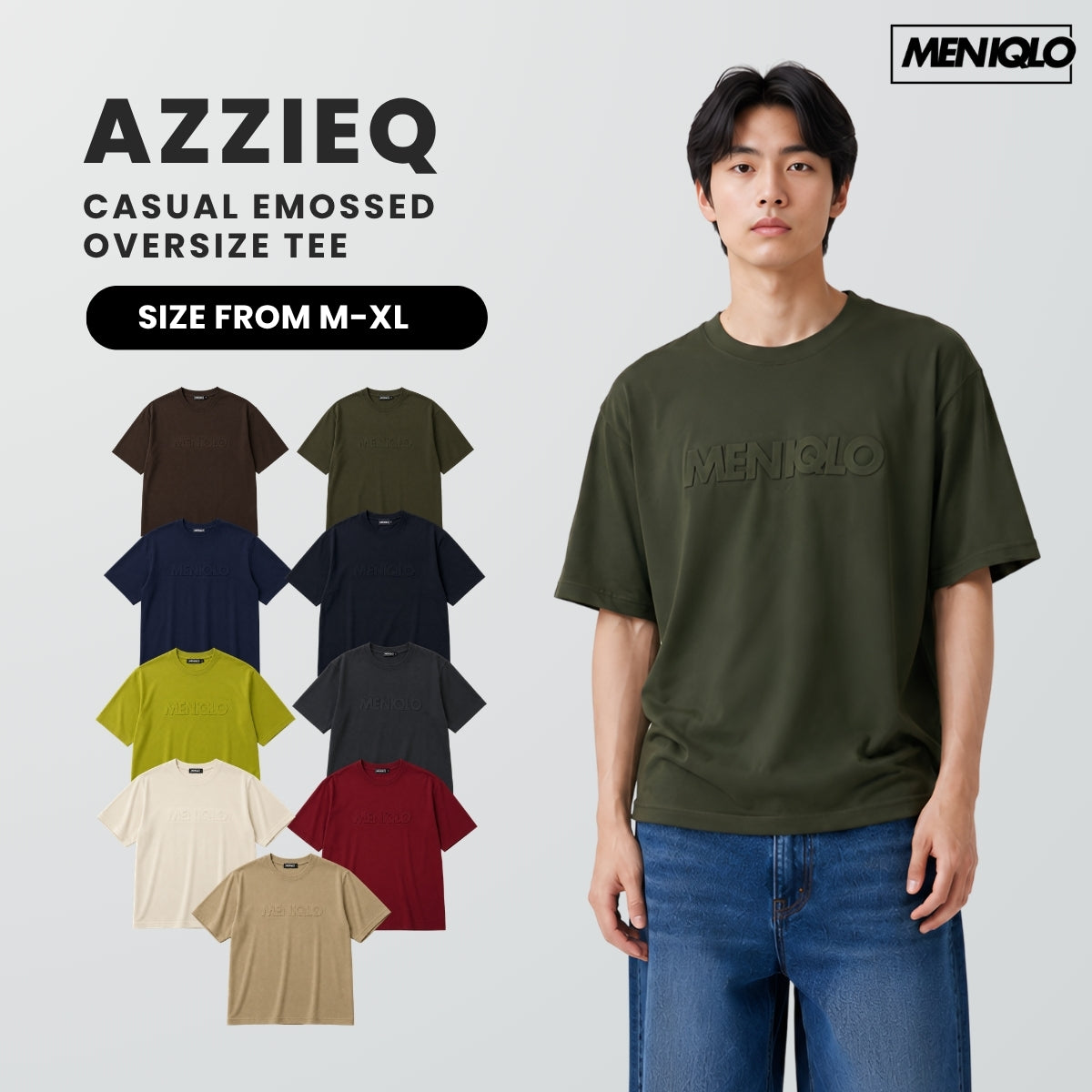 MENIQLO AZZIEQ CASUAL EMBOSSED OVERSIZED TEE-MQ1013