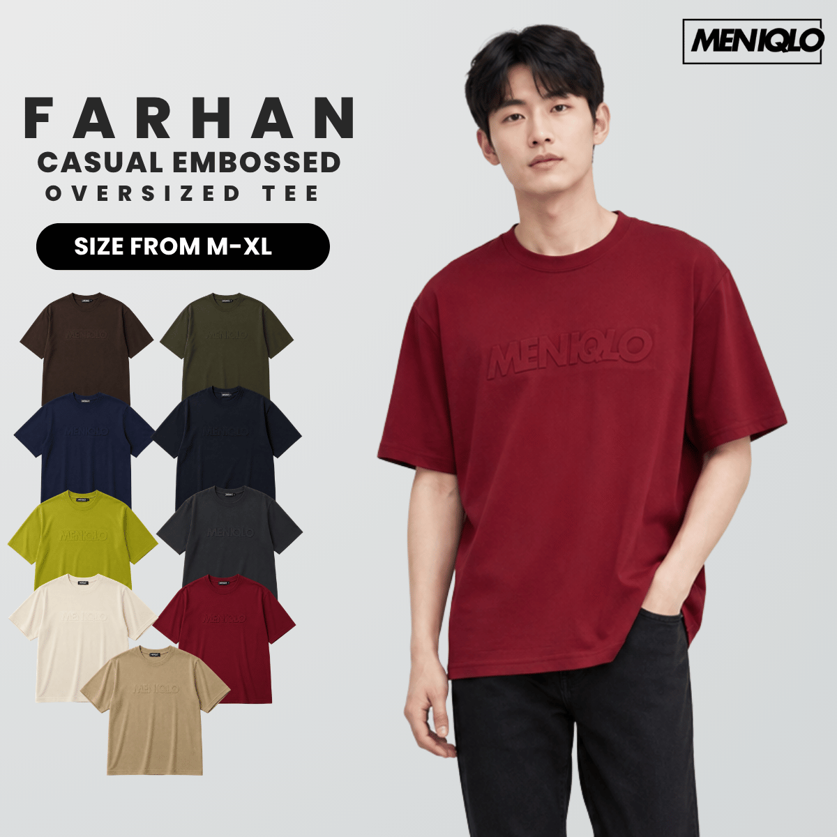 MENIQLO FARHAN CASUAL EMBOSSED OVERSIZED TEE-MQ1013