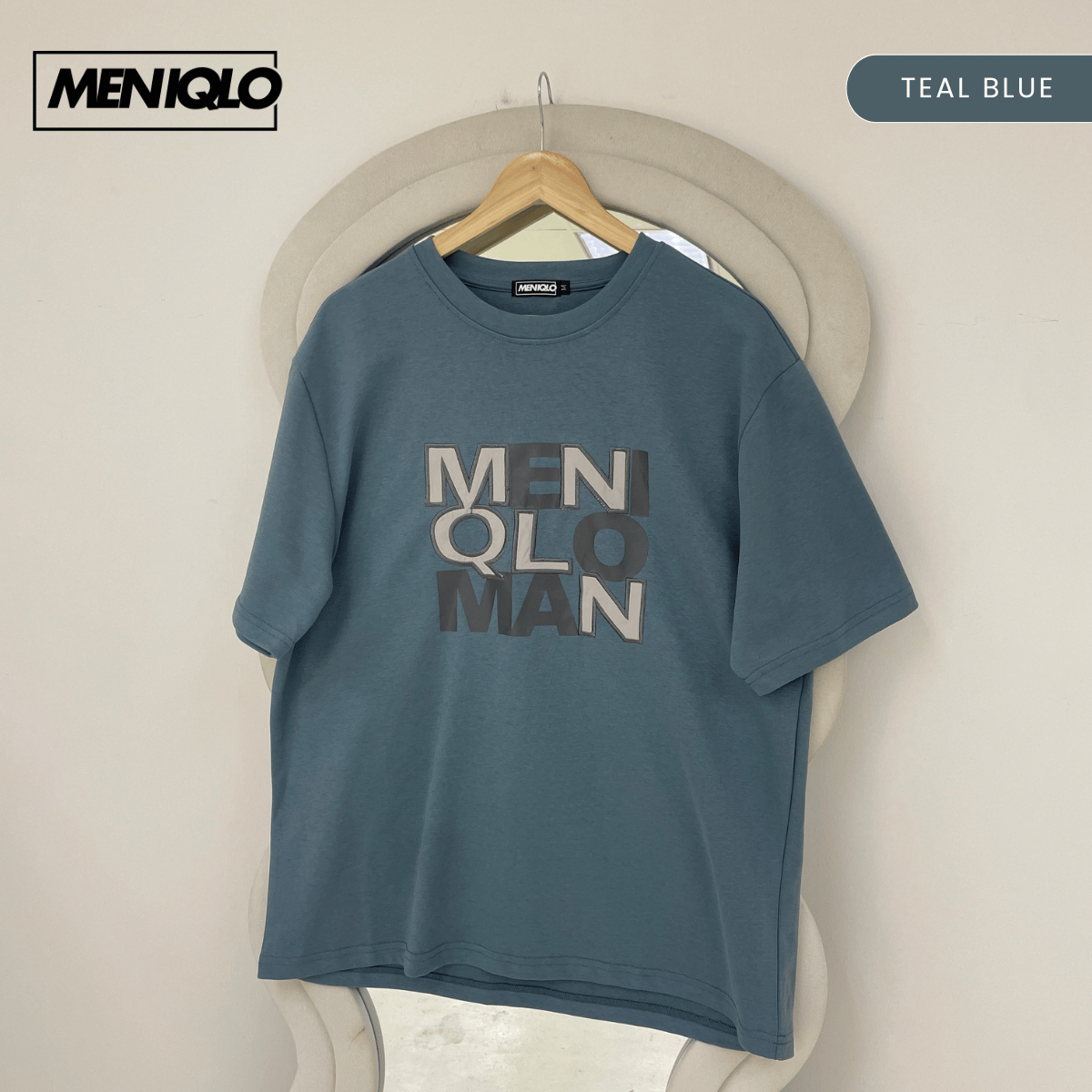 MENIQLO ELIAS TYPOGRAPHY MEN OVERSIZE T-SHIRT SHORT SLEEVE - MQ1018