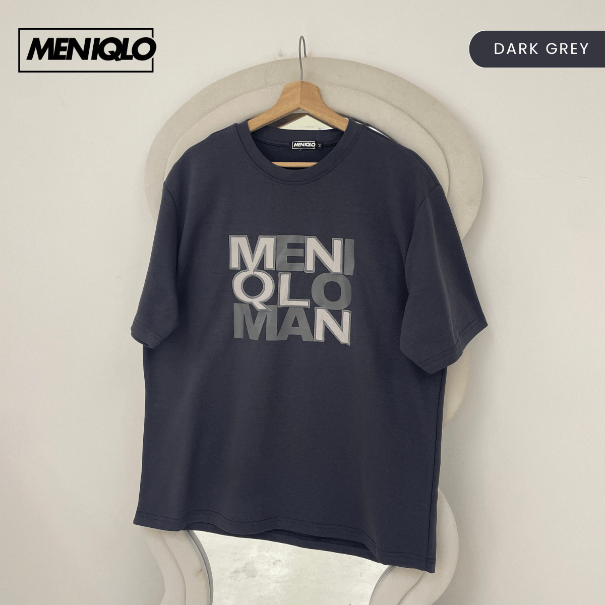 MENIQLO ELIAS TYPOGRAPHY MEN OVERSIZE T-SHIRT SHORT SLEEVE - MQ1018