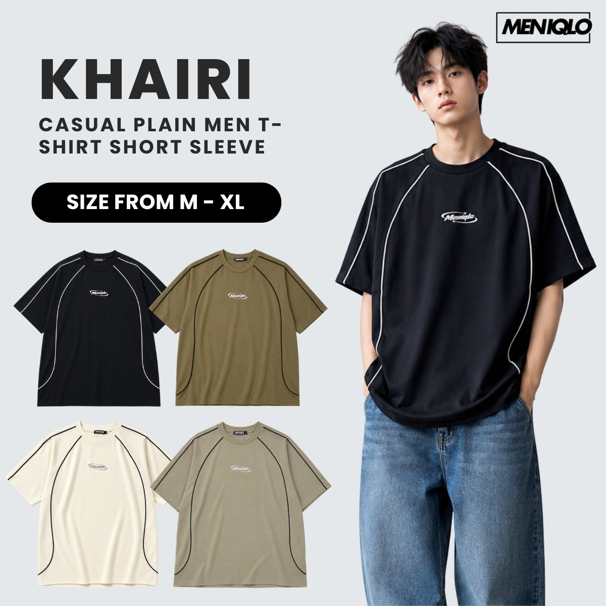 MENIQLO KHAIRI MINIMAL LOGO OVERSIZED MEN TEE - MQ1019