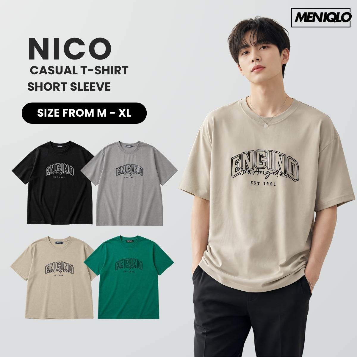 MENIQLO NICO EMBROIDERED CASUAL SHORT SLEEVE T-SHIRT - MQ1020