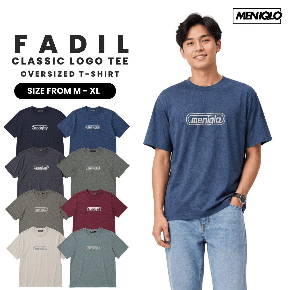 MENIQLO FADIL CLASSIC LOGO TEE OVERSIZED T-SHIRT - MQ1023