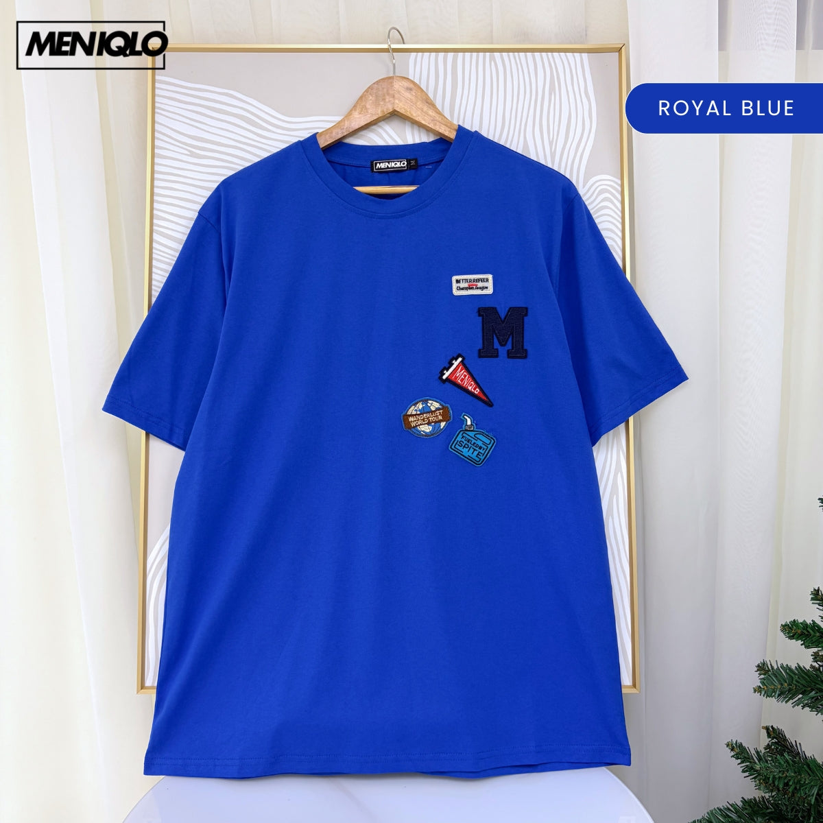 MENIQLO FUAD MEN CASUAL PATCH T-SHIRT OVERSIZED TEE - MQ1025
