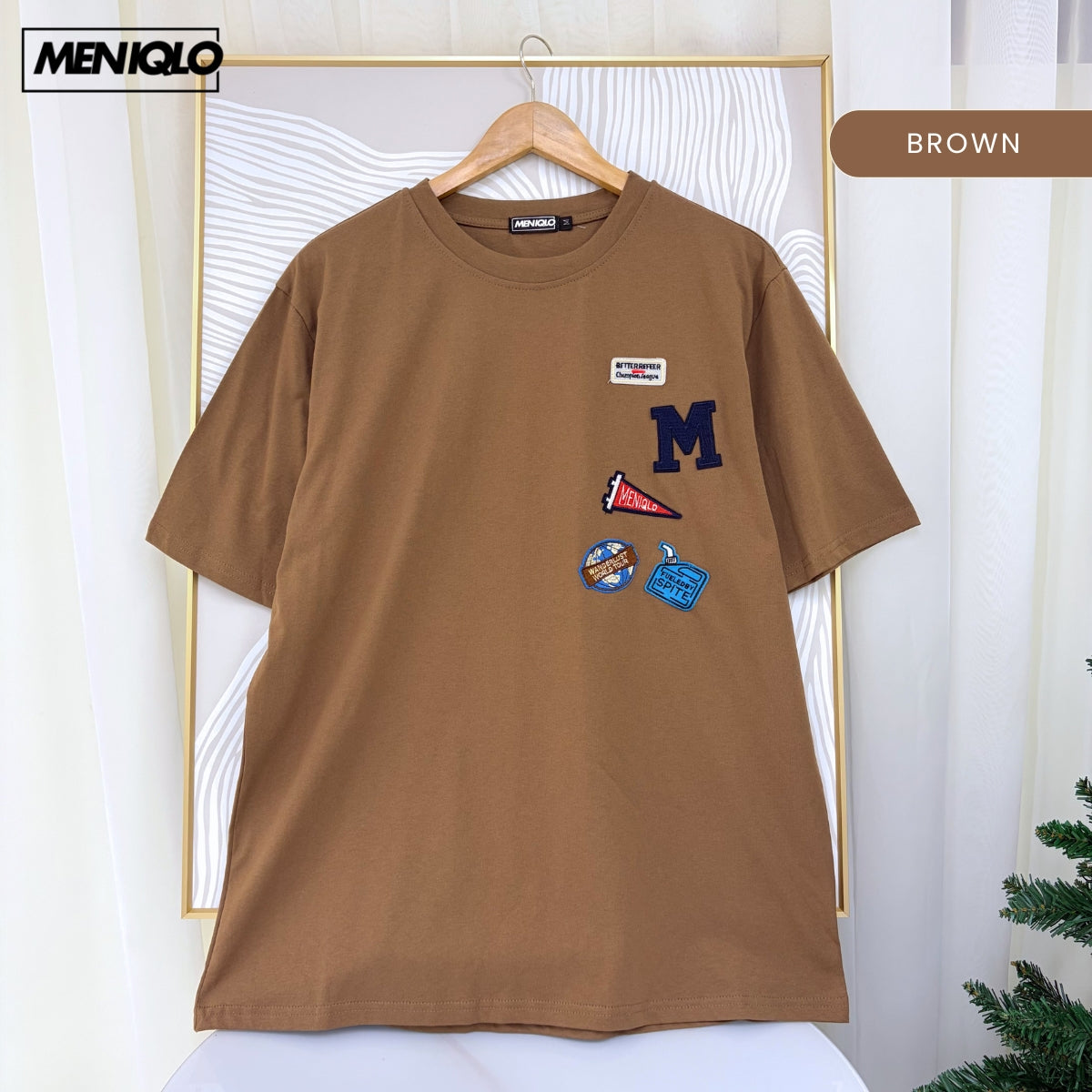 MENIQLO FUAD MEN CASUAL PATCH T-SHIRT OVERSIZED TEE - MQ1025
