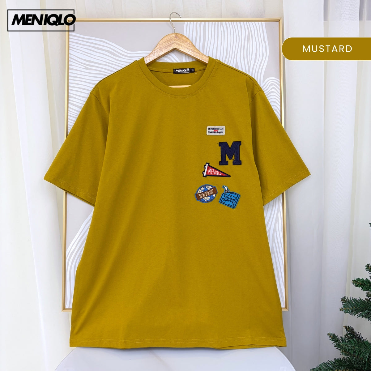 MENIQLO FUAD MEN CASUAL PATCH T-SHIRT OVERSIZED TEE - MQ1025