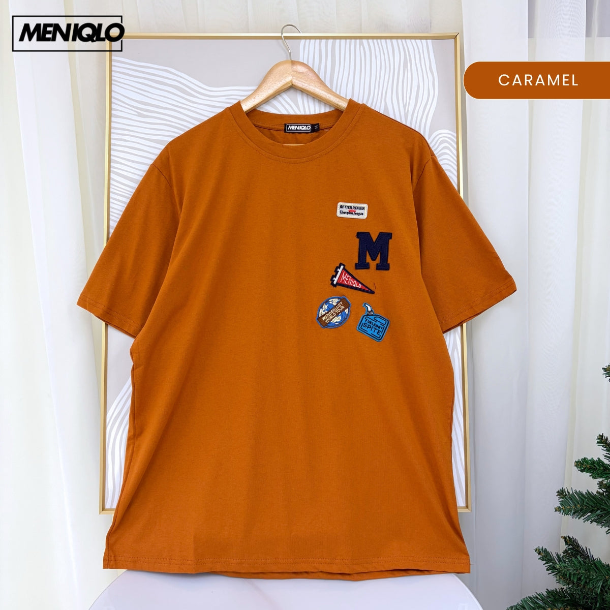MENIQLO FUAD MEN CASUAL PATCH T-SHIRT OVERSIZED TEE - MQ1025