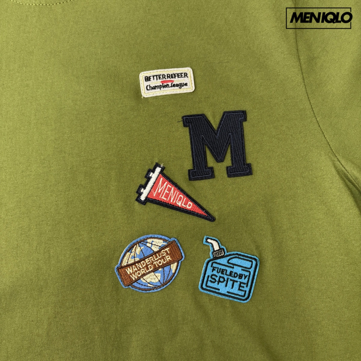 MENIQLO FUAD MEN CASUAL PATCH T-SHIRT OVERSIZED TEE - MQ1025