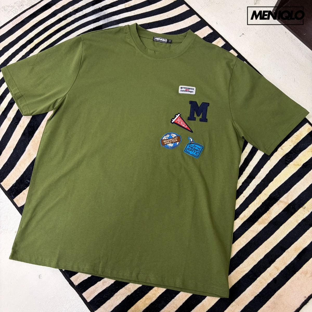 MENIQLO FUAD MEN CASUAL PATCH T-SHIRT OVERSIZED TEE - MQ1025