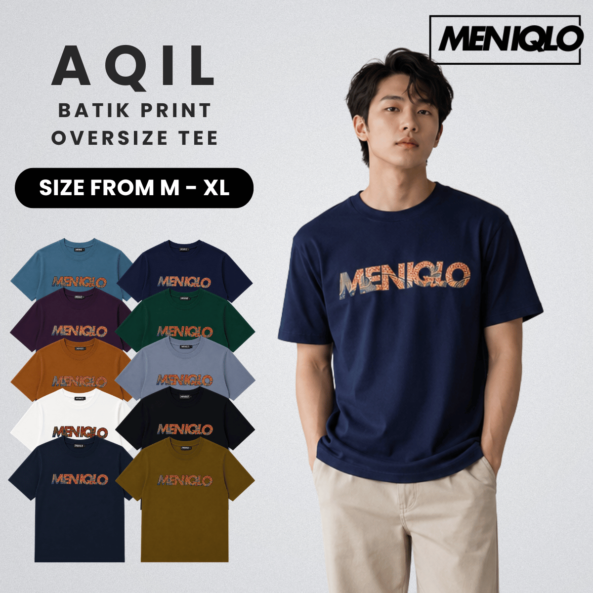 MENIQLO AQIL BATIK PRINT OVERSIZE TEE - MQ1030