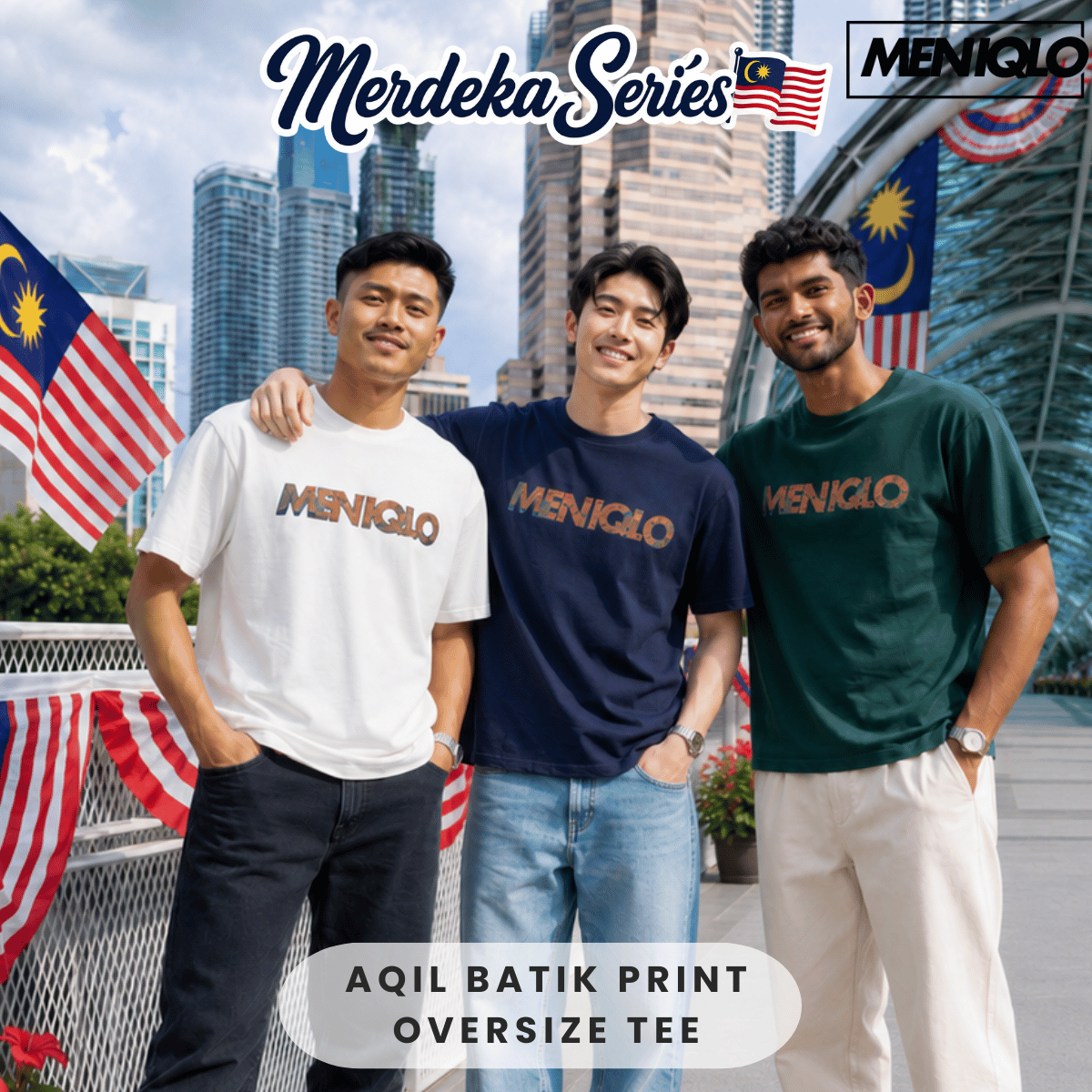 [MERDEKA SERIES] MENIQLO AQIL BATIK PRINT OVERSIZE TEE - MQ1030