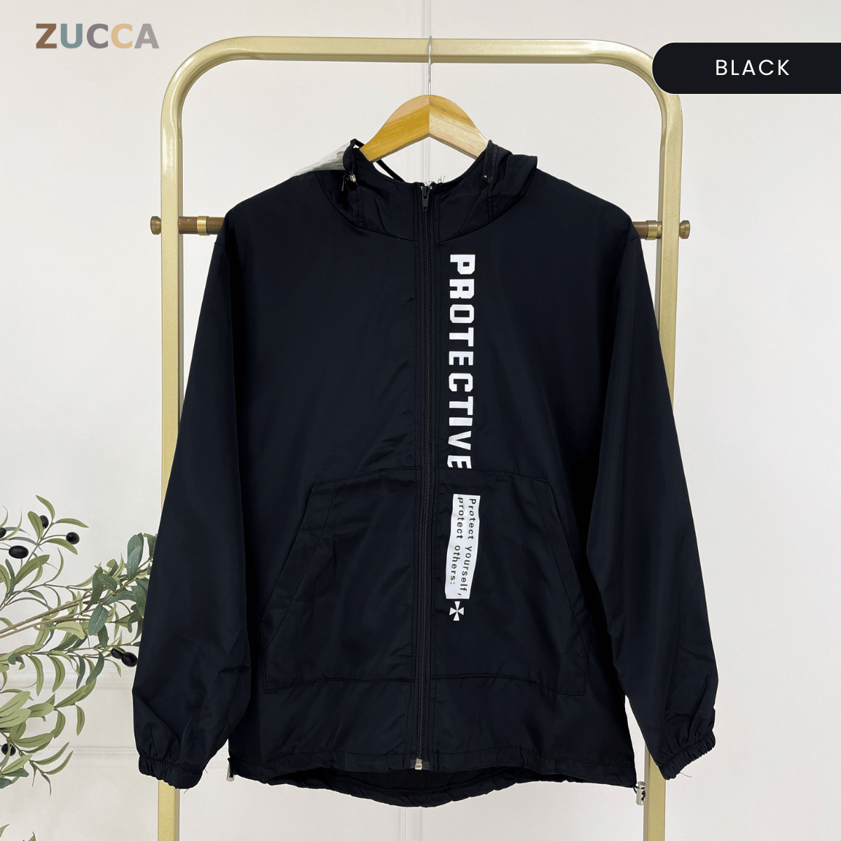 ZUCCA RAVEN HOODED WINDBREAKER BAJU PEREMPUAN S-3XL - MS005