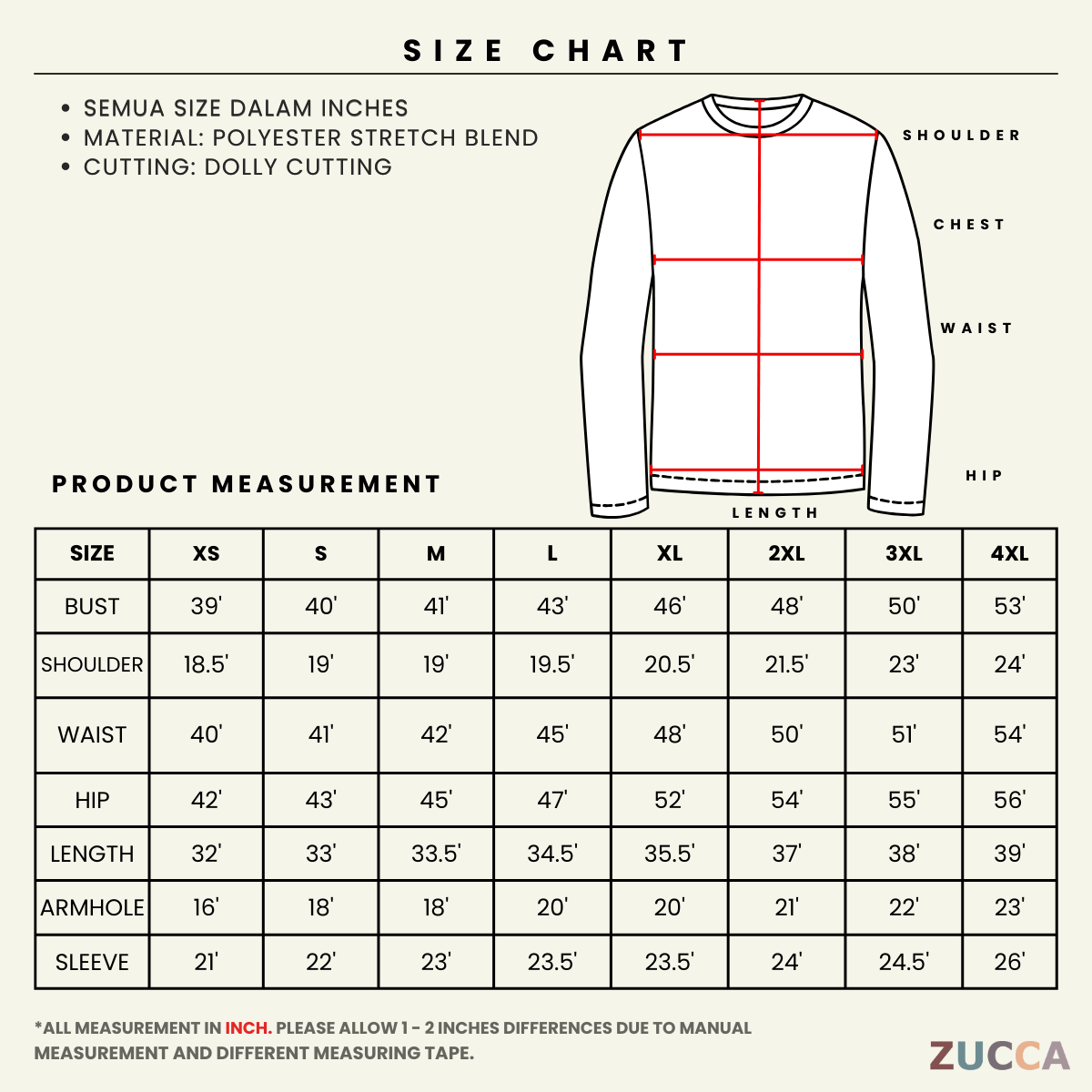 ZUCCA NAVA FLOWFIT SPORTWEAR LONG SLEEVE-MS007(PLUS SIZE)