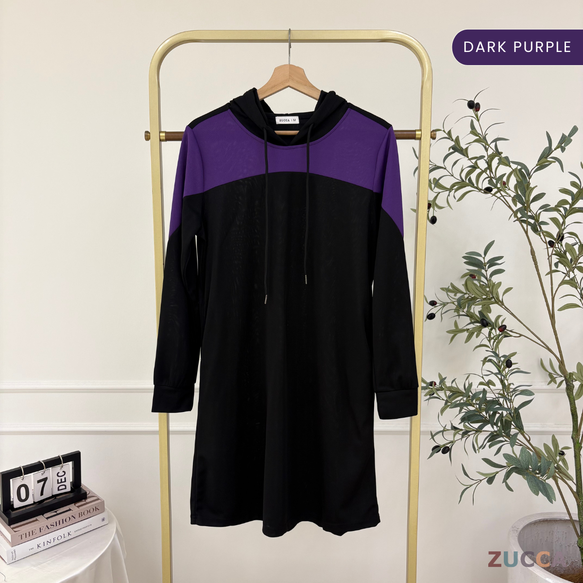 ZUCCA AVANI COLORBLOCK CASUAL WOMEN HOODED LONG DRESS - MS009