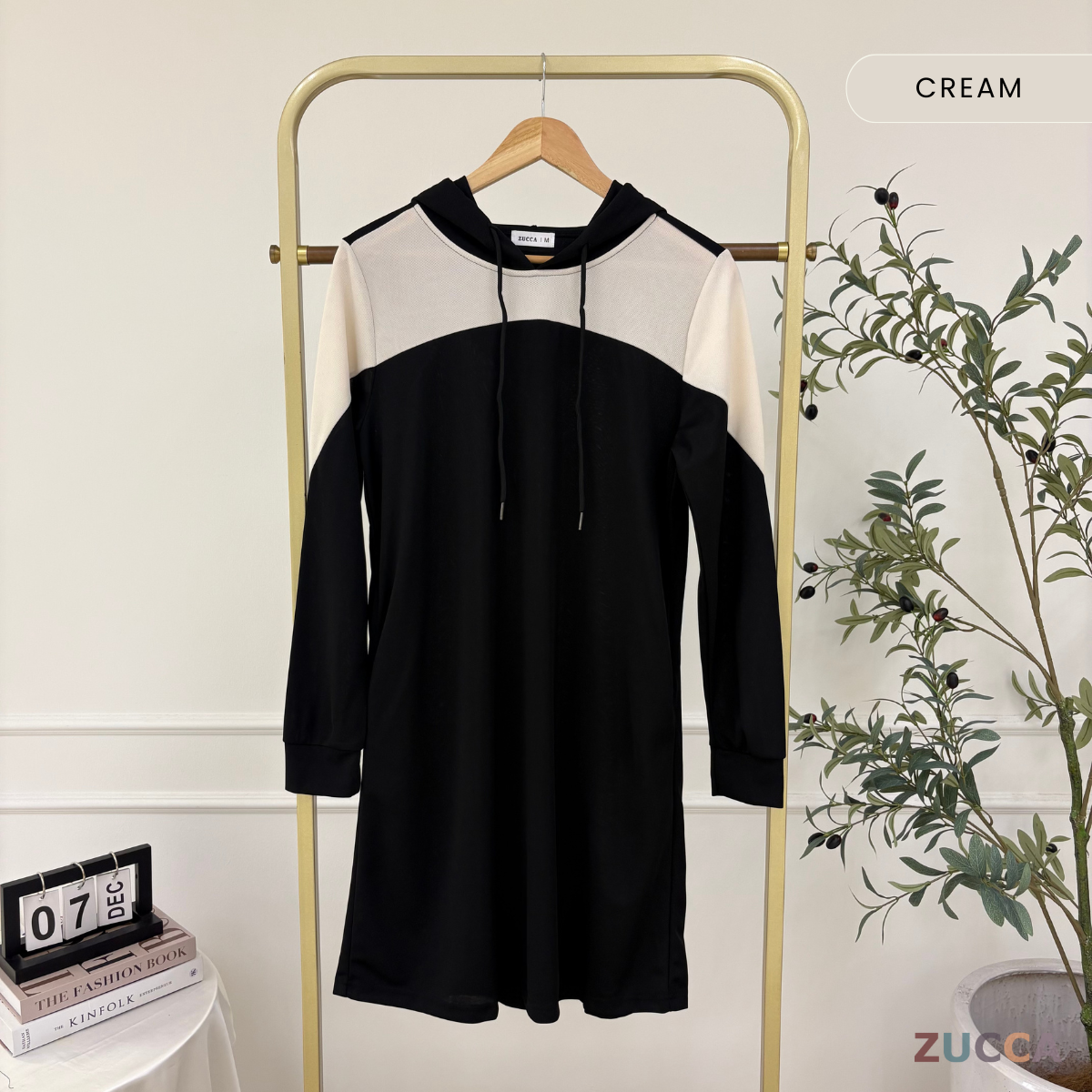 ZUCCA AVANI COLORBLOCK CASUAL WOMEN HOODED LONG DRESS - MS009