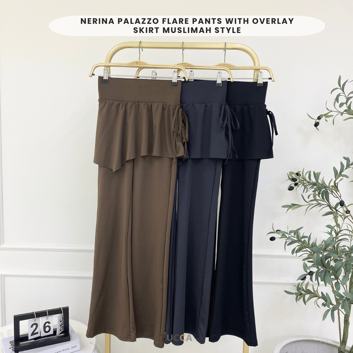 NERINA PALAZZO FLARE PANTS WITH OVERLAY SKIRT MUSLIMAH STYLE-MS011 (SW93)