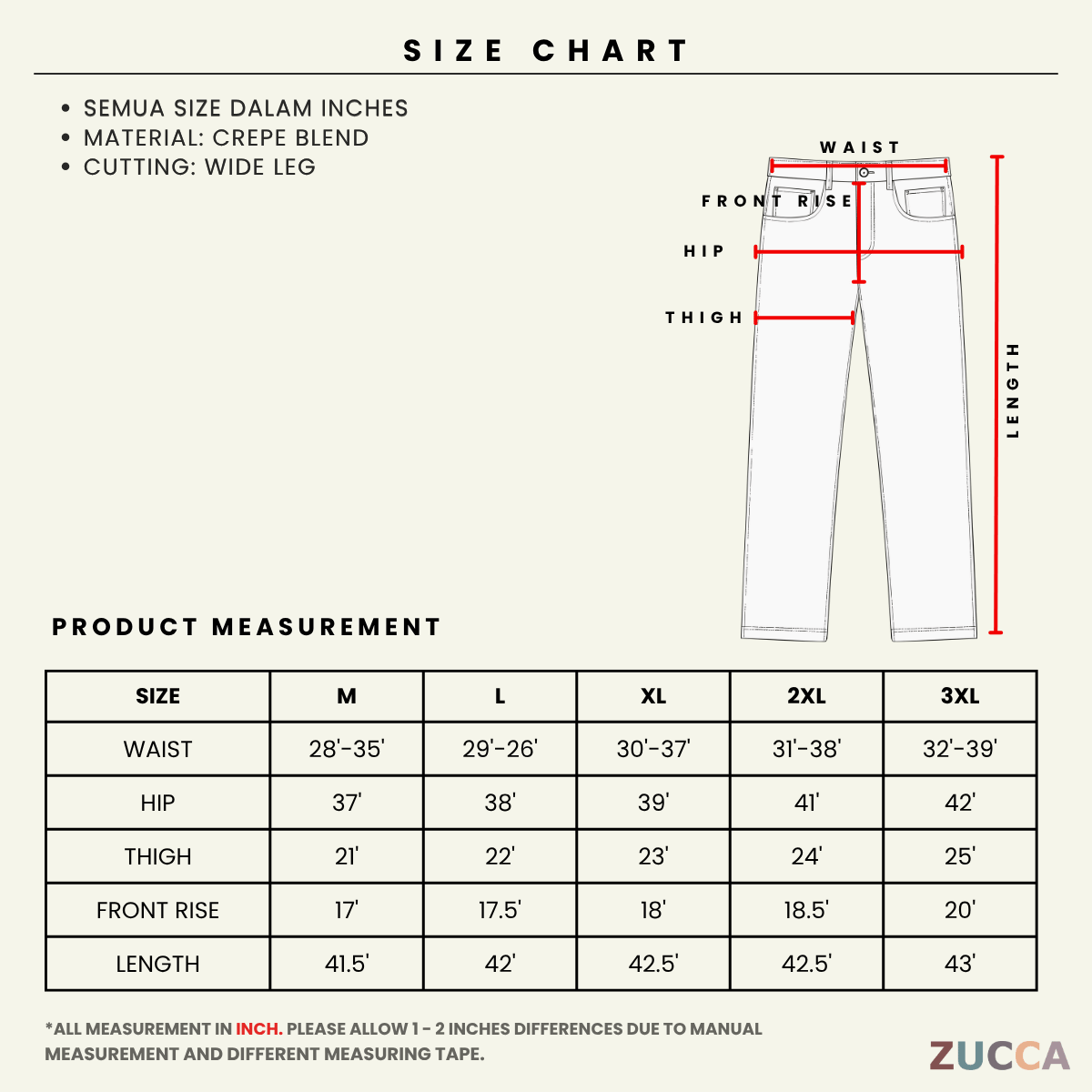 ZUCCA LYLA ASYMMETRIC WRAP LAYERED MODEST PANTS - MS016 (GN255)
