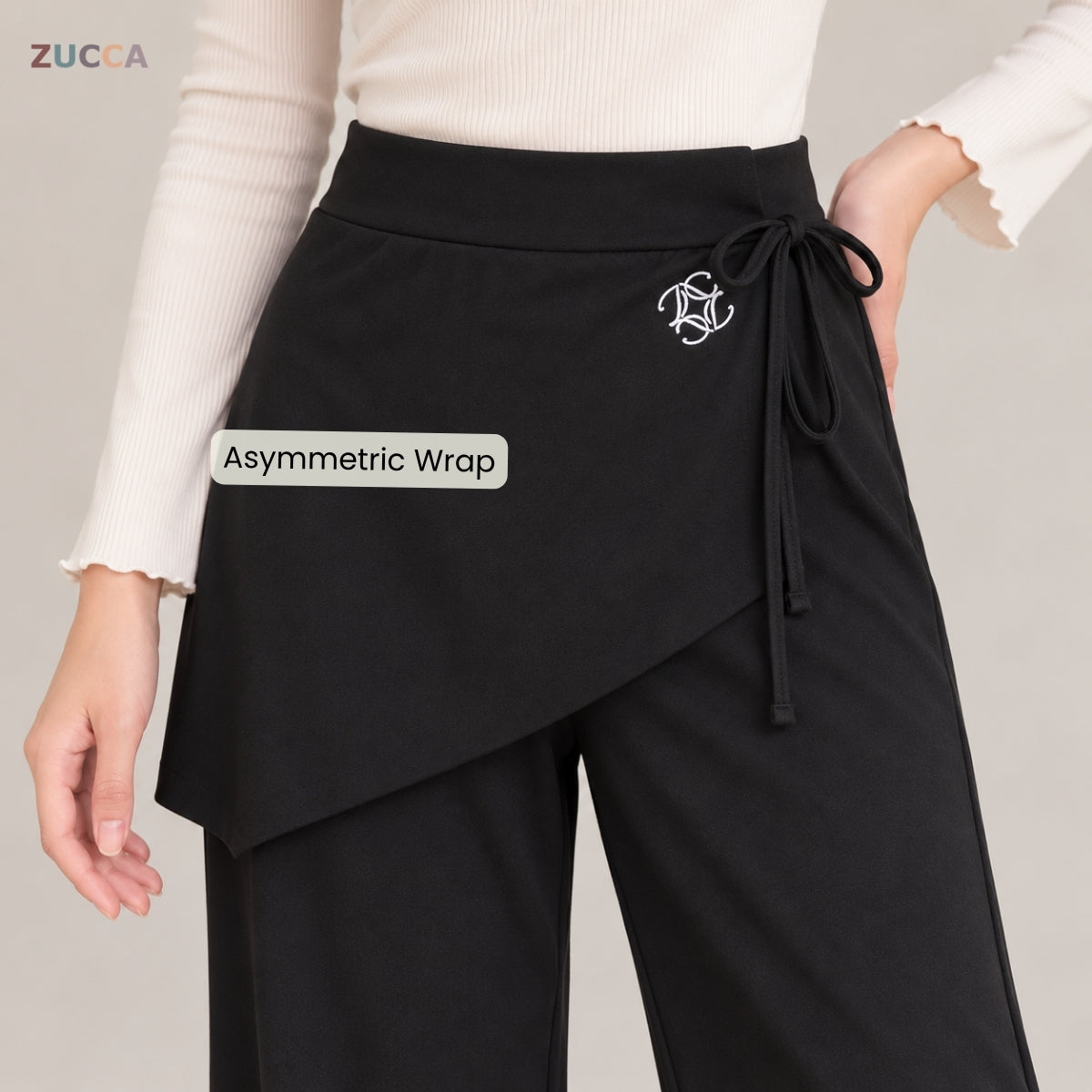 ZUCCA LYLA ASYMMETRIC WRAP LAYERED MODEST PANTS - MS016 (GN255)
