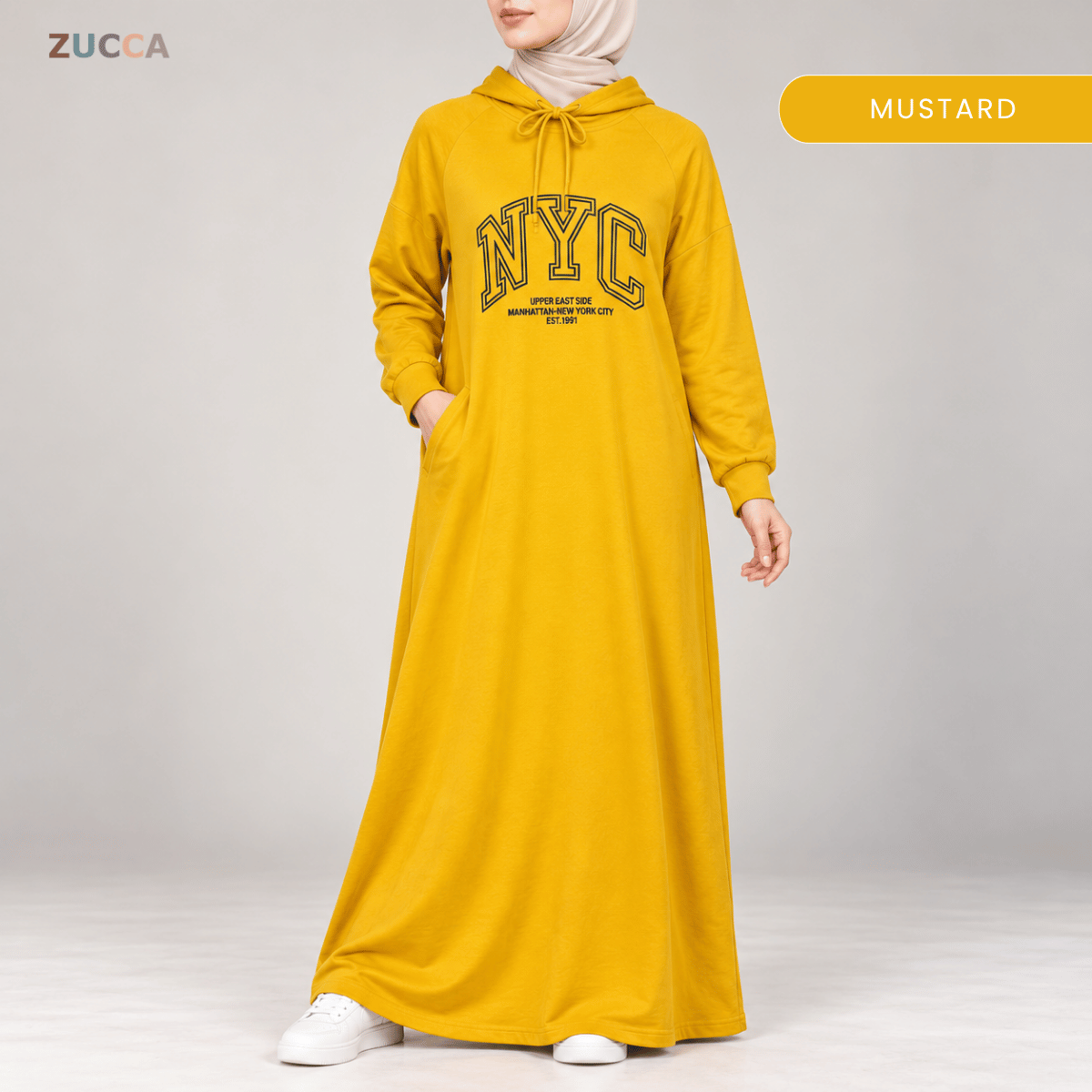 ZUCCA EXORA CASUAL SPORTY HOODIE MAXI DRESS - MA259