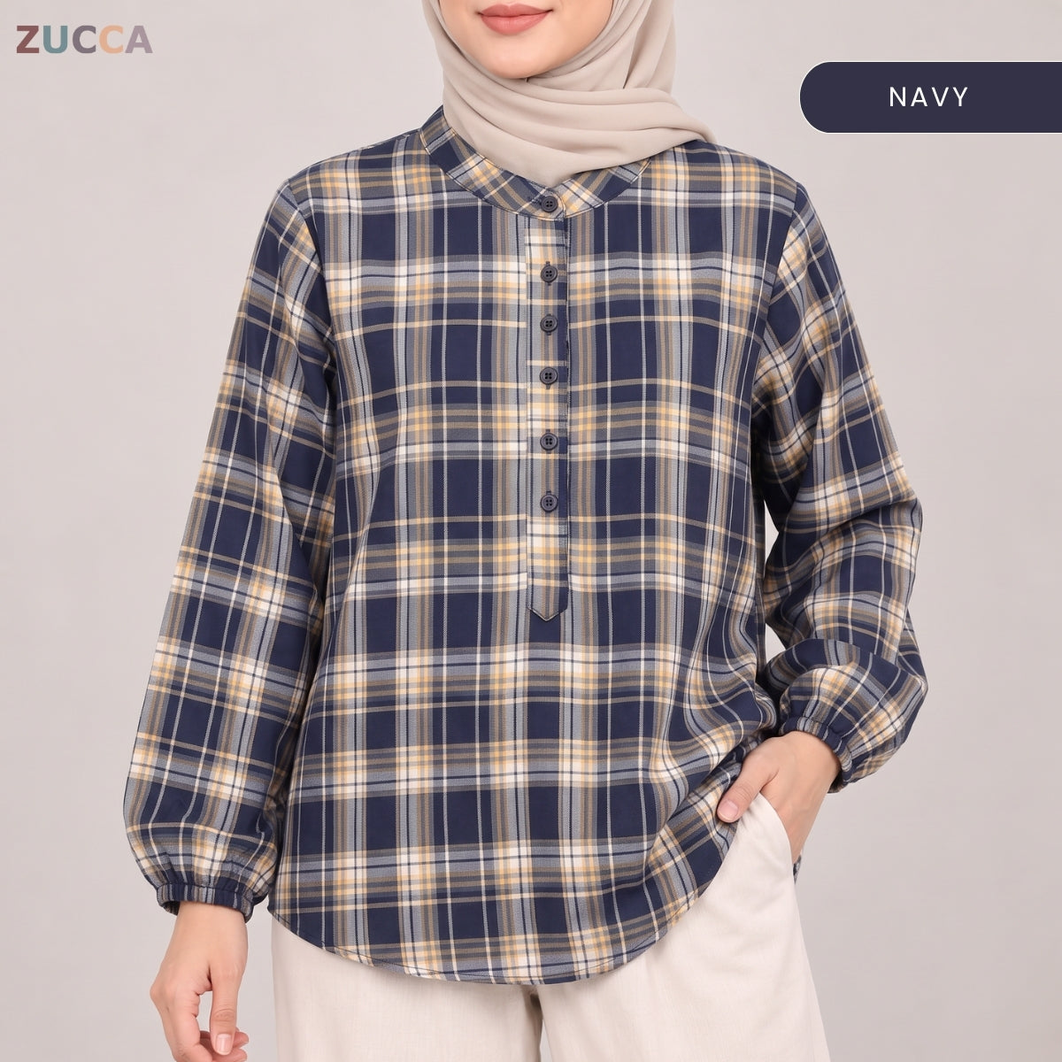 ZUCCA ZULAIKA PLAID CHECKERED LONG SLEEVE SHIRT -MA245