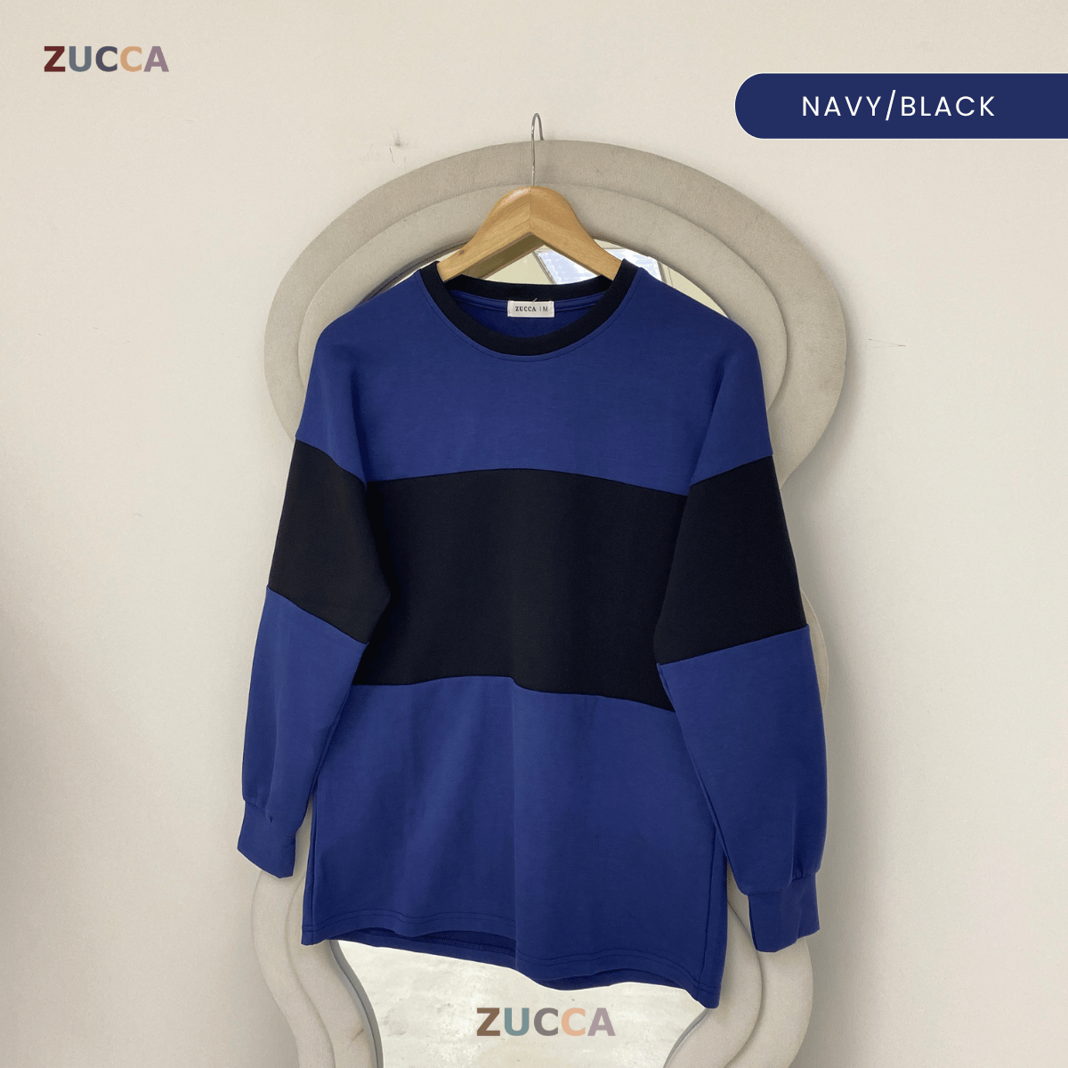 ZUCCA ELINA CASUAL COLOUR BLOCK LONG SLEEVE TOP - MA087