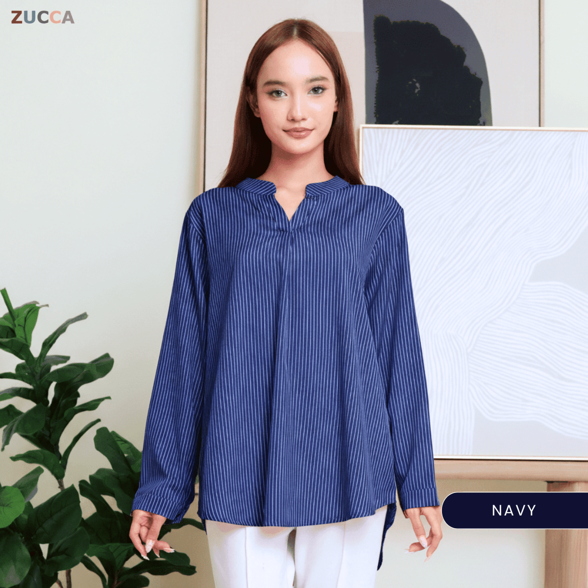 ZUCCA REINA COMFY PLAIN V-NECK BLOUSE - DM144