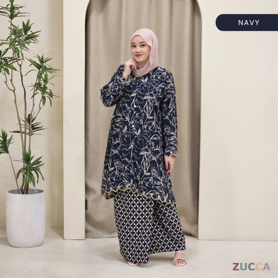 Kamalia Raya Kurung Kebarung Riau Modern Sulam Floral - H002