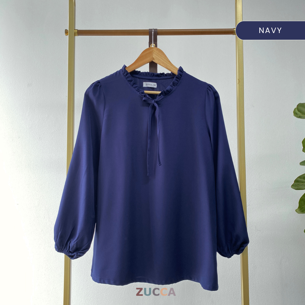 ZUCCA CELIA RUFFLED NECK WOMEN BLOUSE - MA029A BLOUSE WITH TIE-NECK